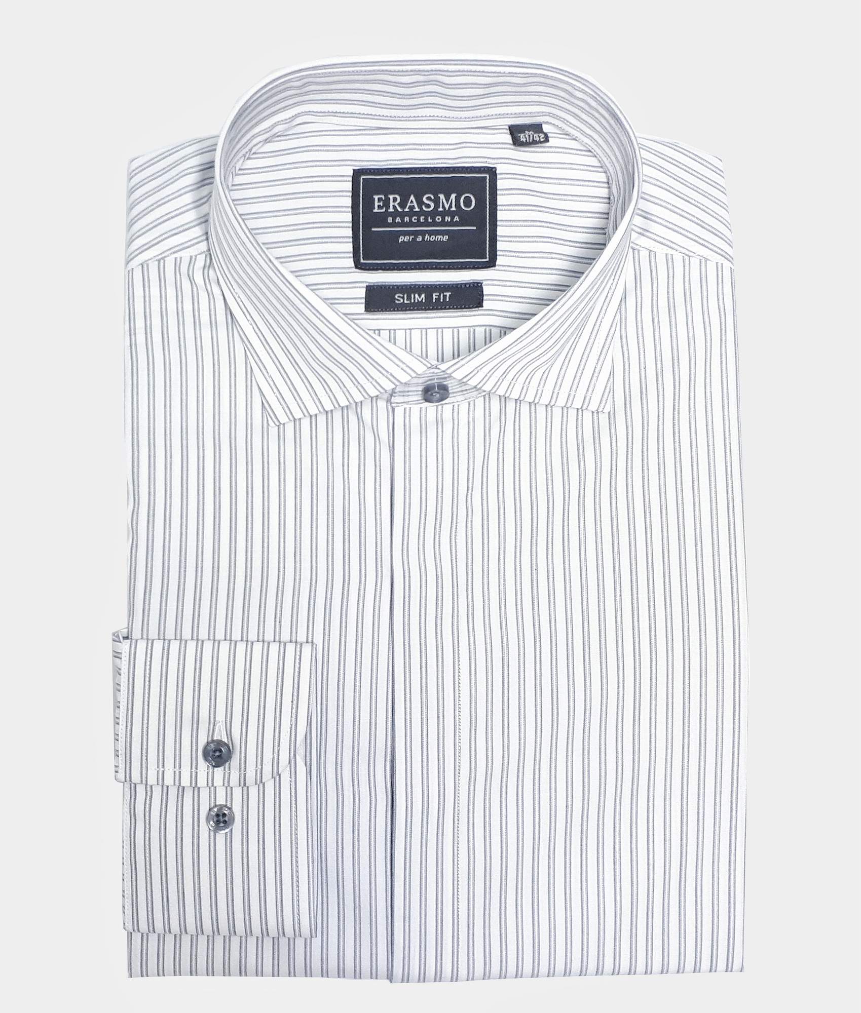 Slim-Fit Shirt With Gray Stripes