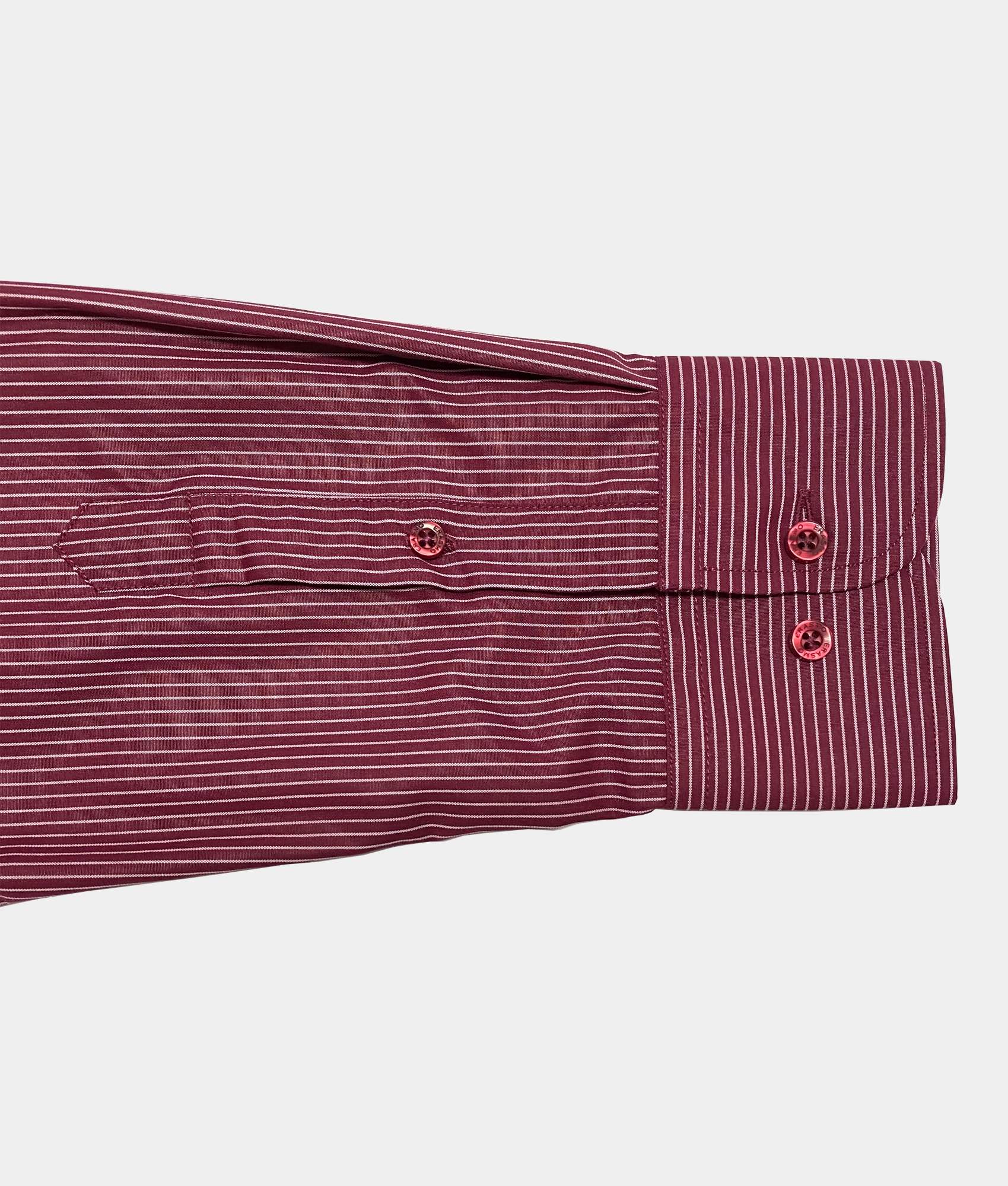 Slim-Fit Shirt With Garnet Stripes