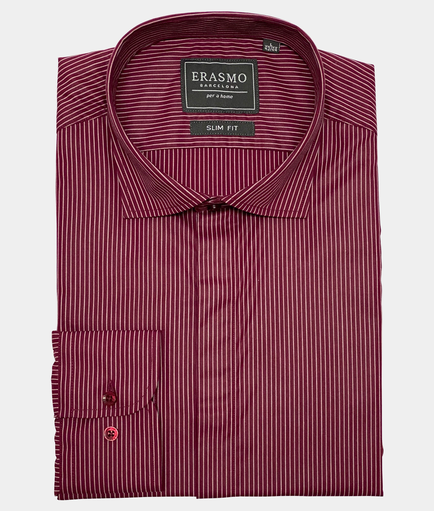 Slim-Fit Shirt With Garnet Stripes