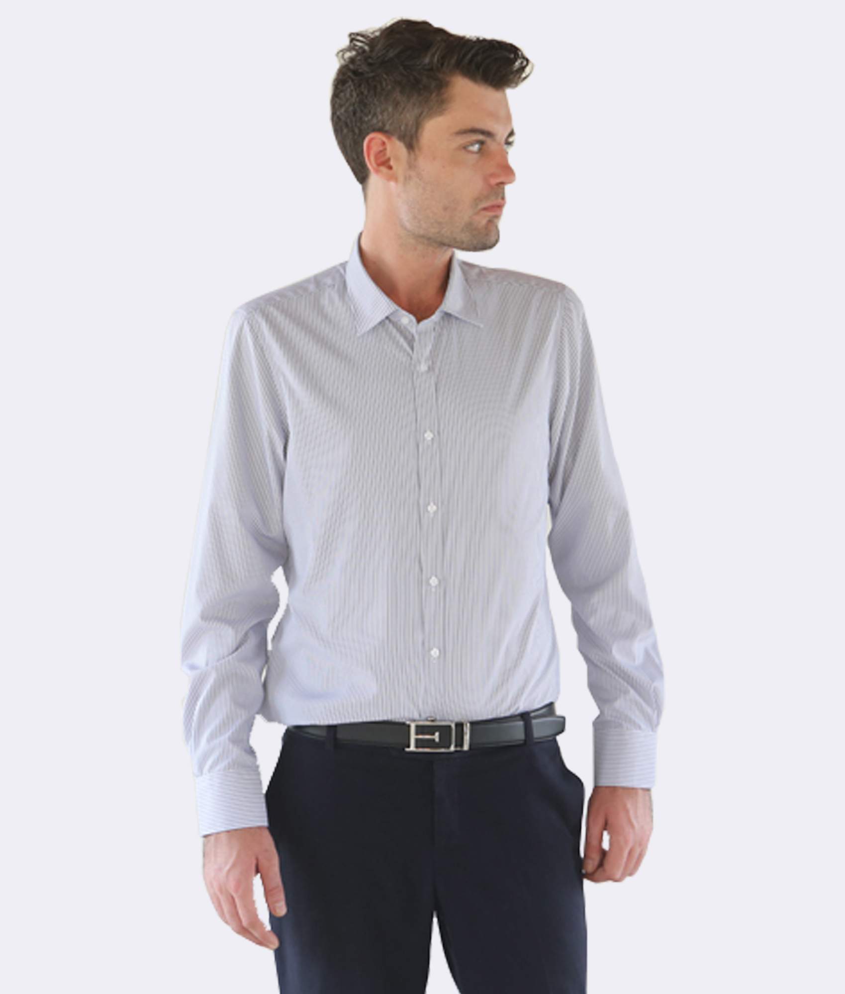 Slim-Fit Shirt With Blue Navy Stripes