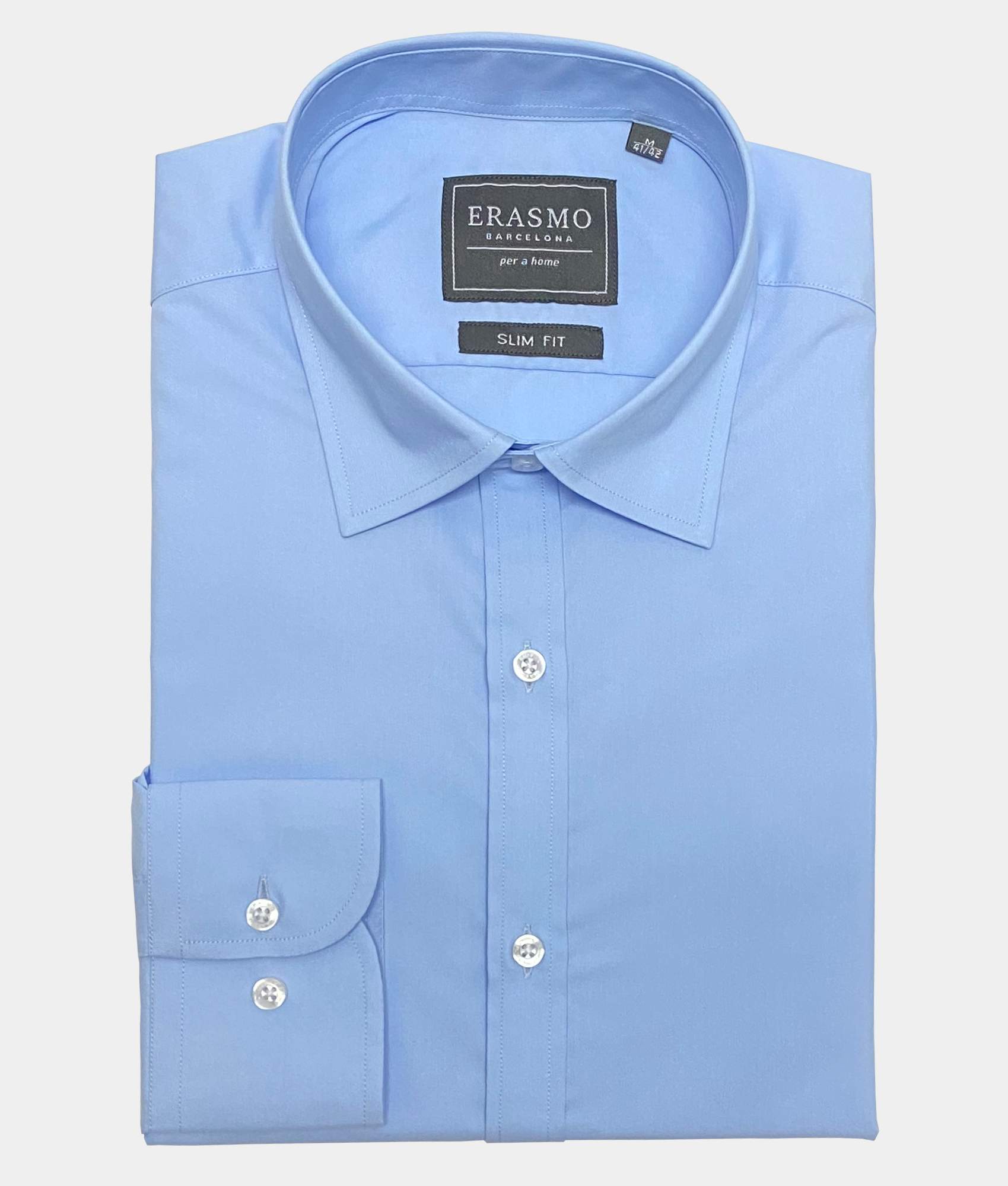 Slim-Fit Shirt Plain Light Blue Sky