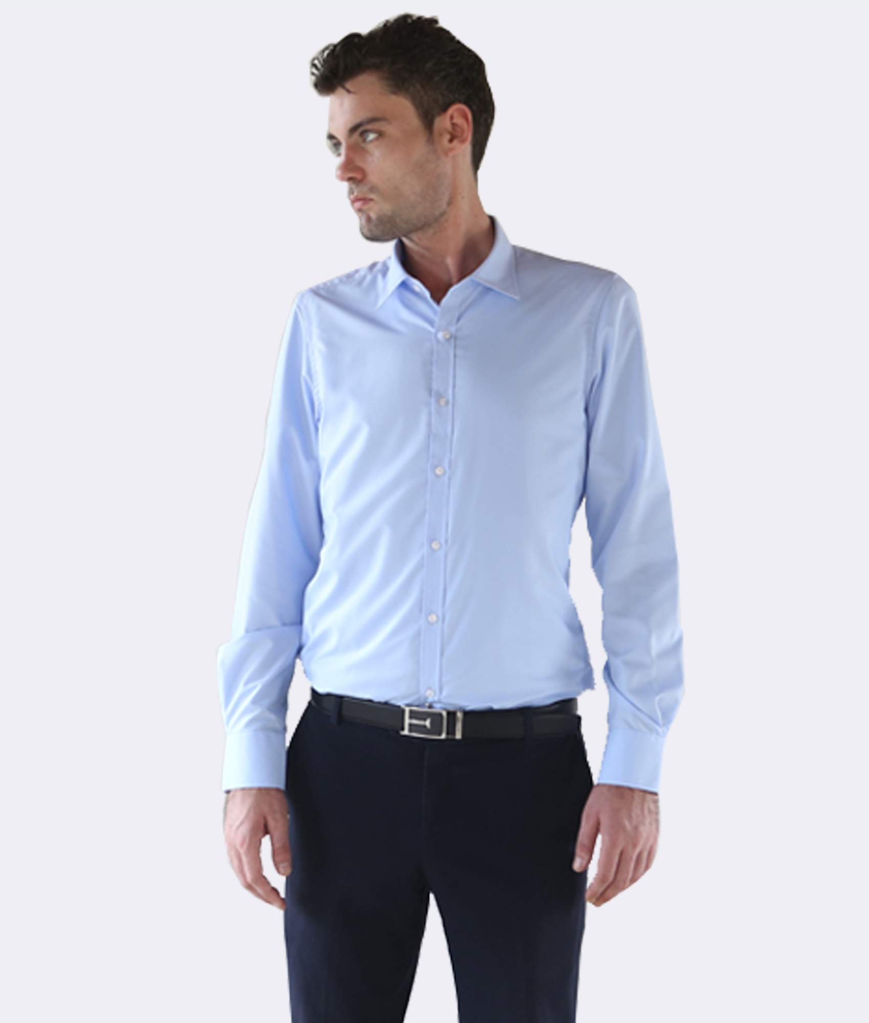 Slim-Fit Shirt Plain Light Blue Sky