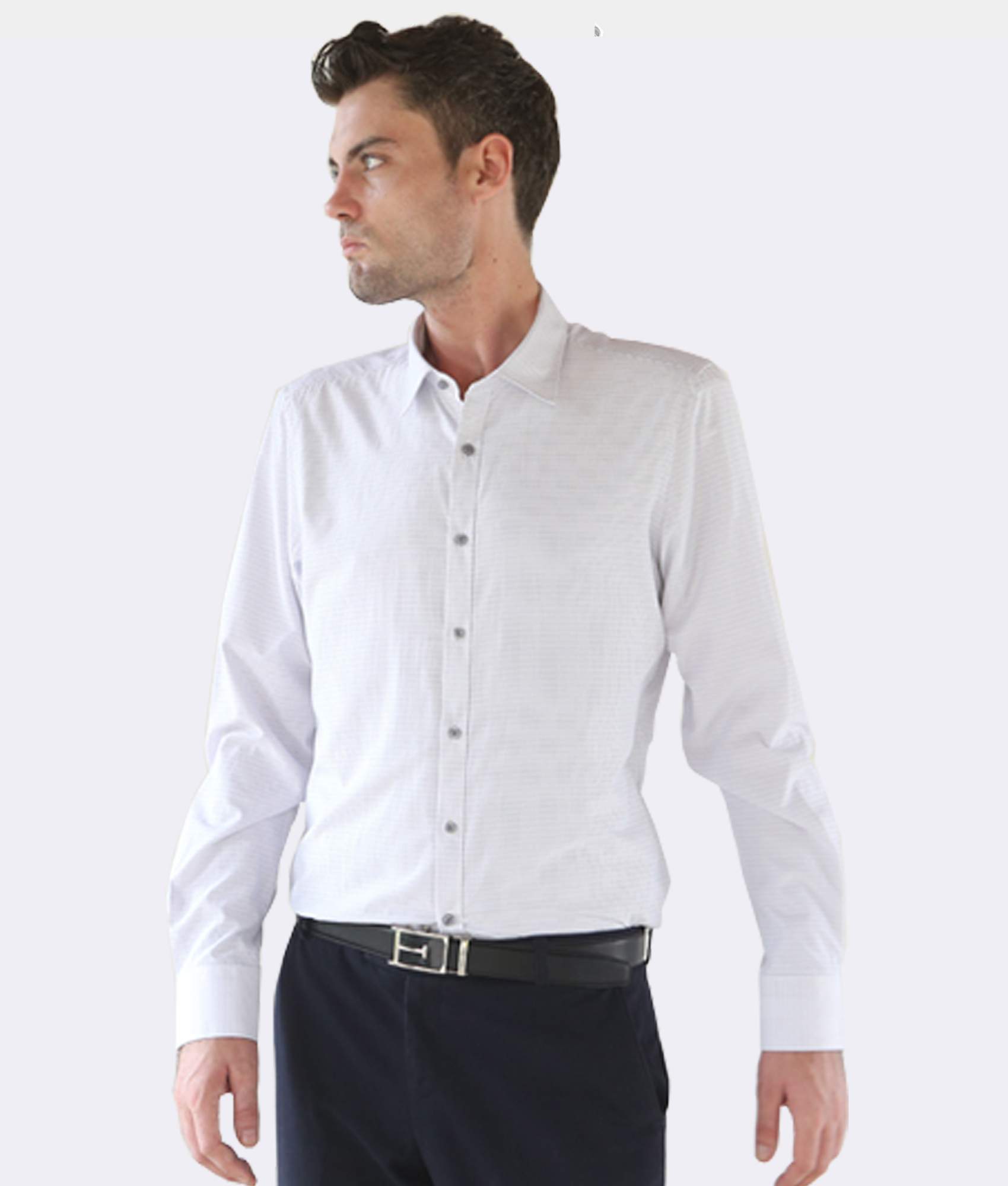 Slim-Fit Shirt With Print Lines Gray