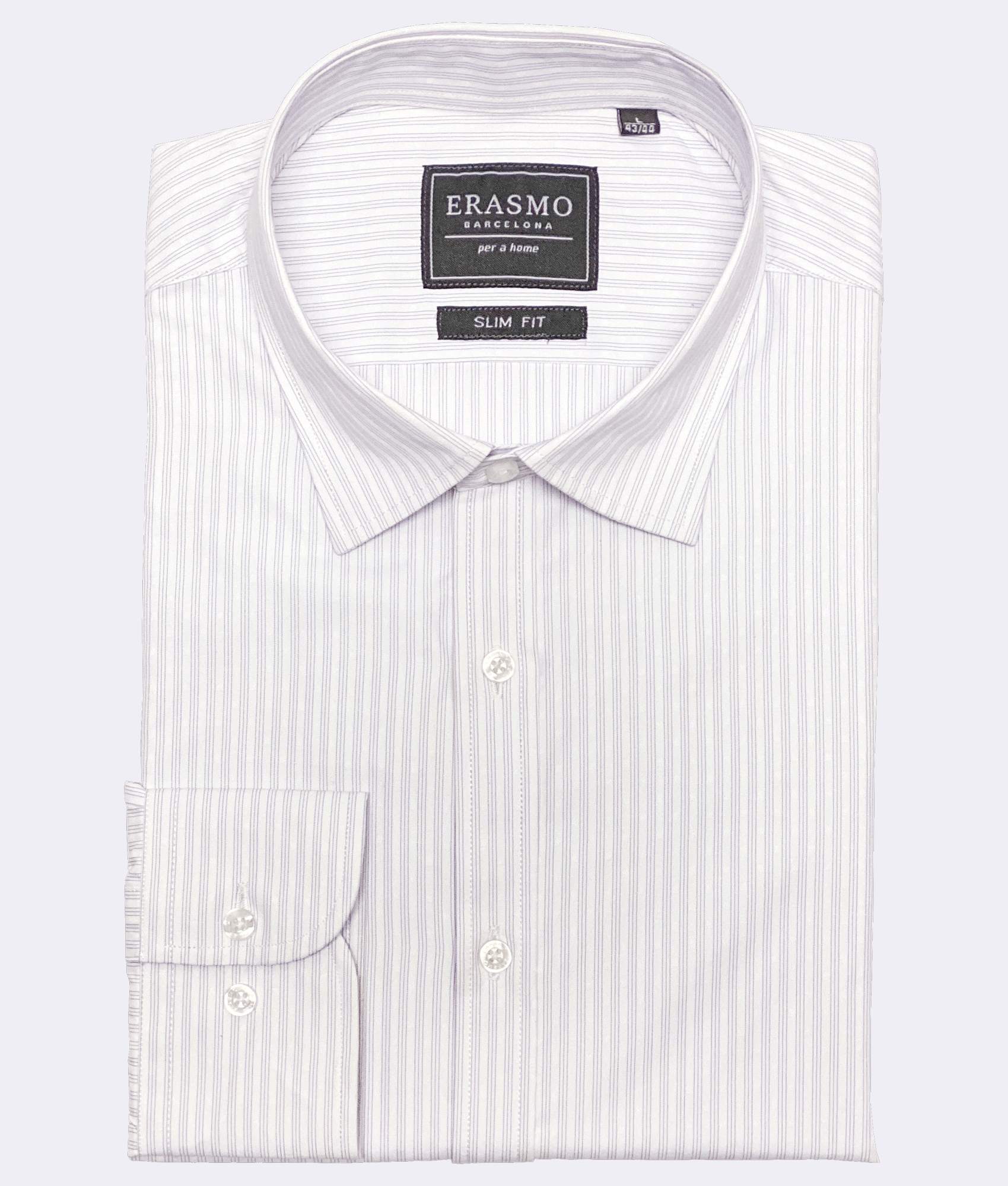 Slim-Fit Shirt With Light Purple Stripes