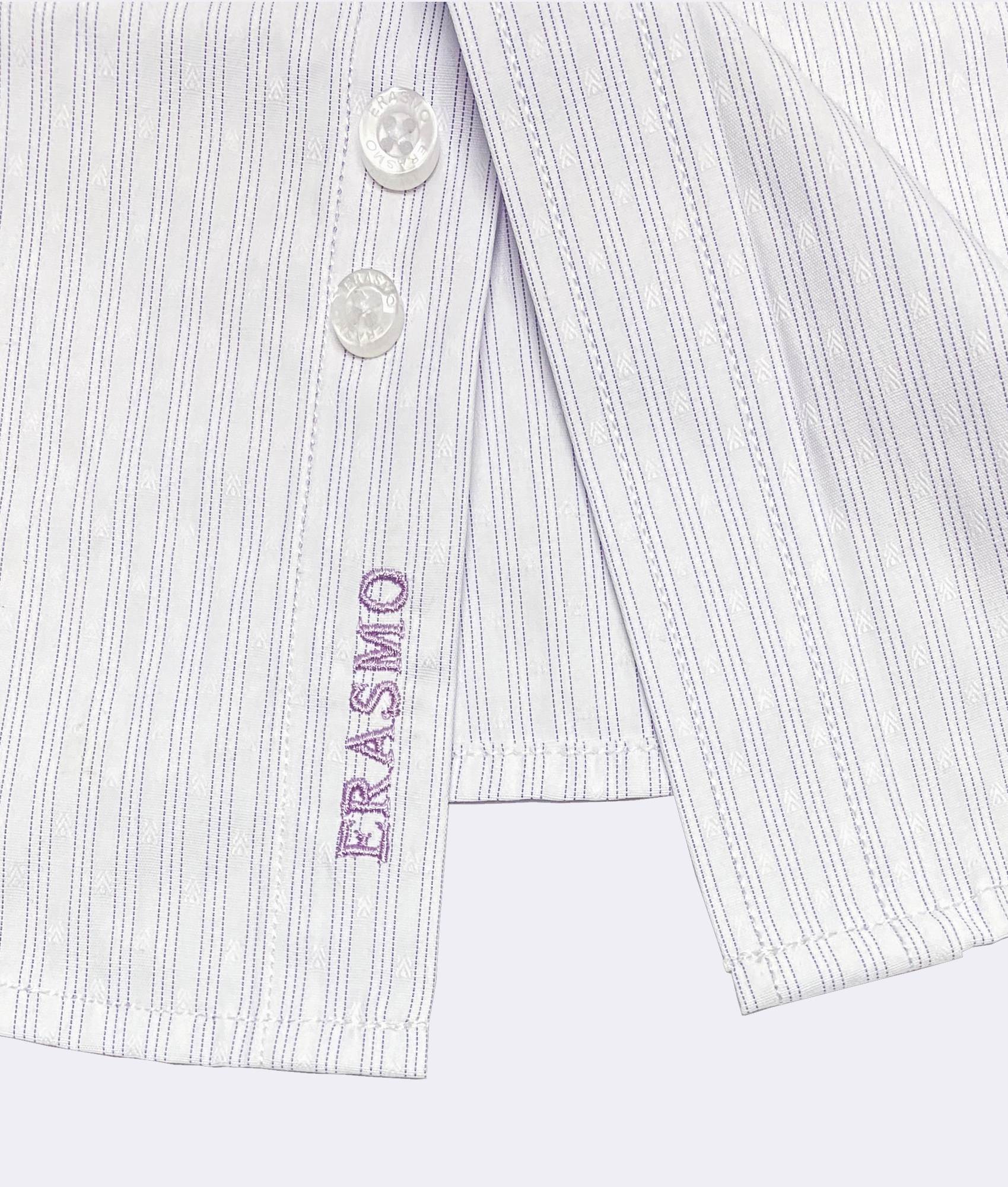 Slim-Fit Shirt With Light Purple Stripes