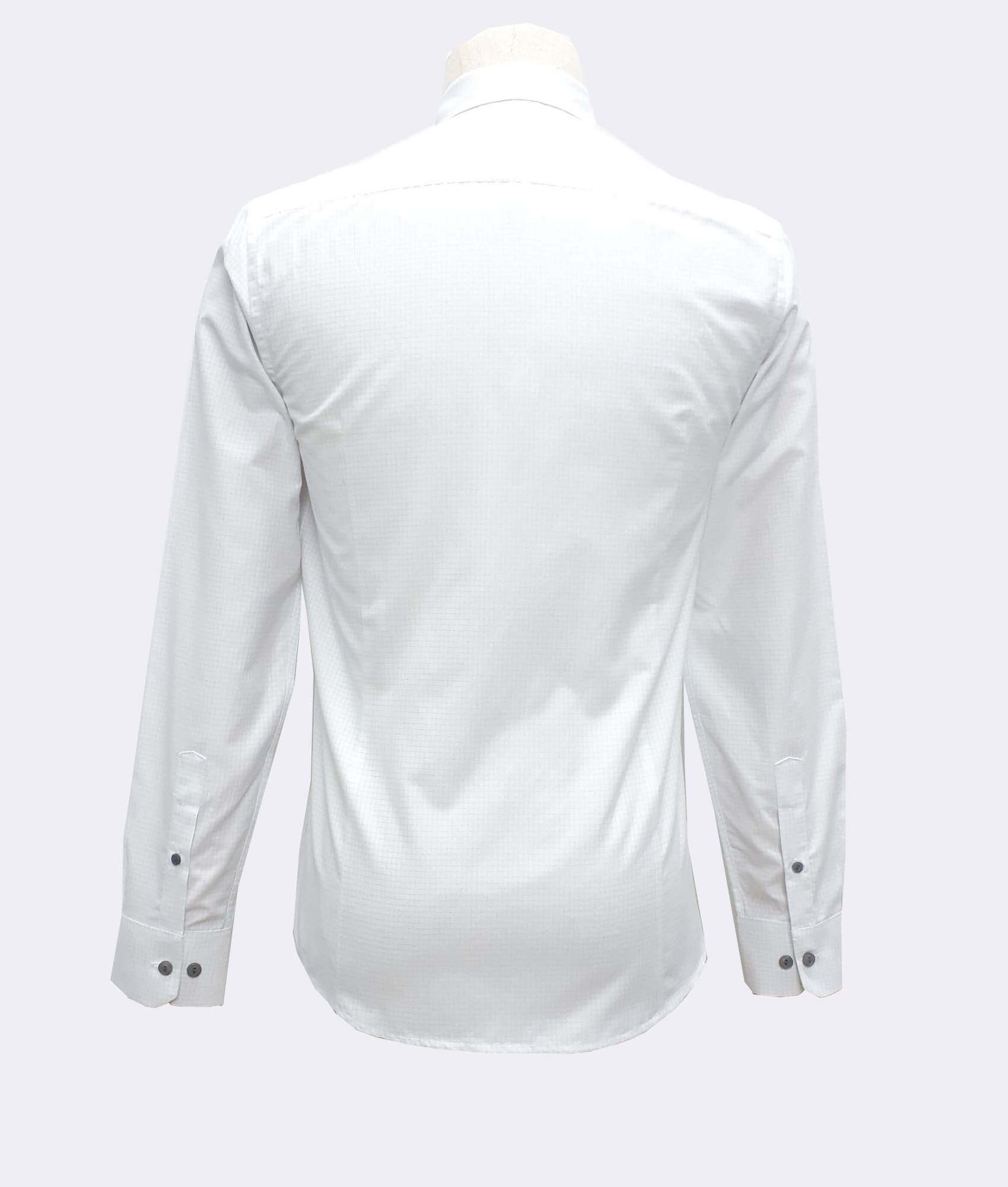 Slim Fit White Shirt With Black Squares