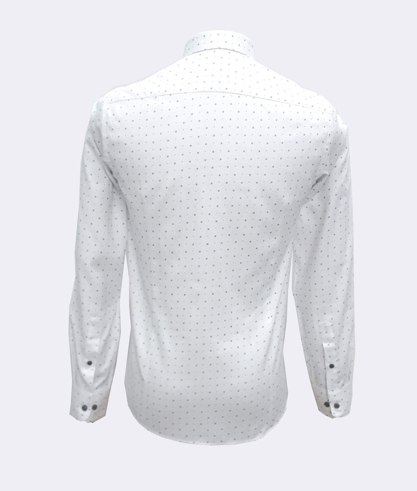 Slim Fit White Shirt With Gray Dots