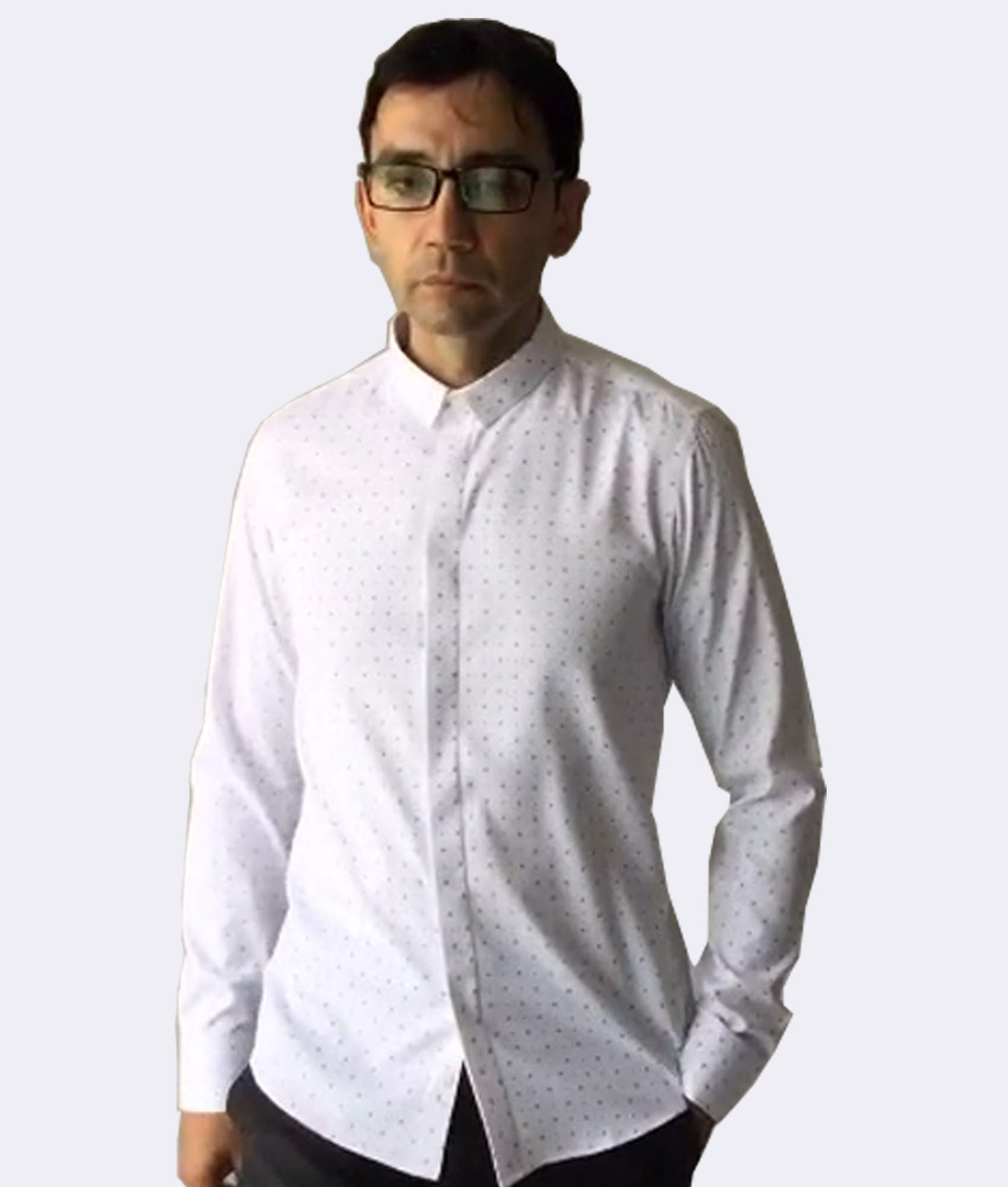 Slim Fit White Shirt With Gray Dots