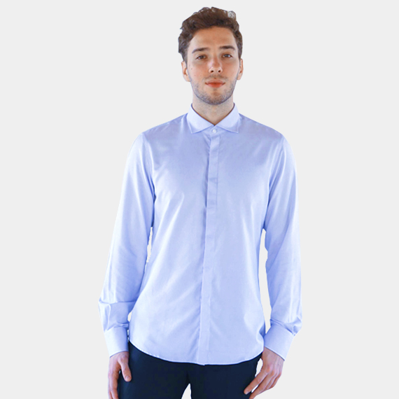 Slim-Fit Shirt Tuxedo Blue Sky