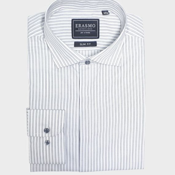 Slim-Fit Shirt With Gray Stripes