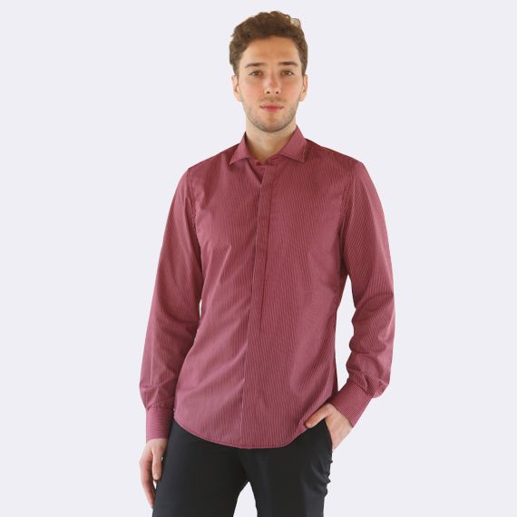 Slim-Fit Shirt With Garnet Stripes