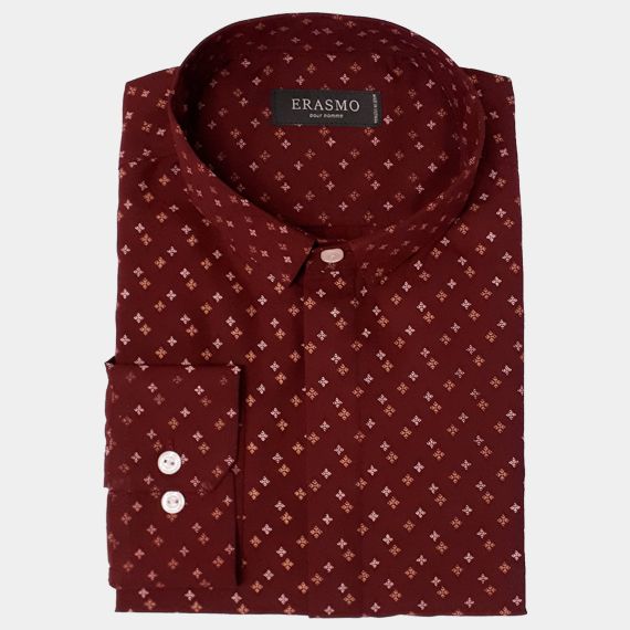 Garnet Casual Shirt With Multicolored Crosses