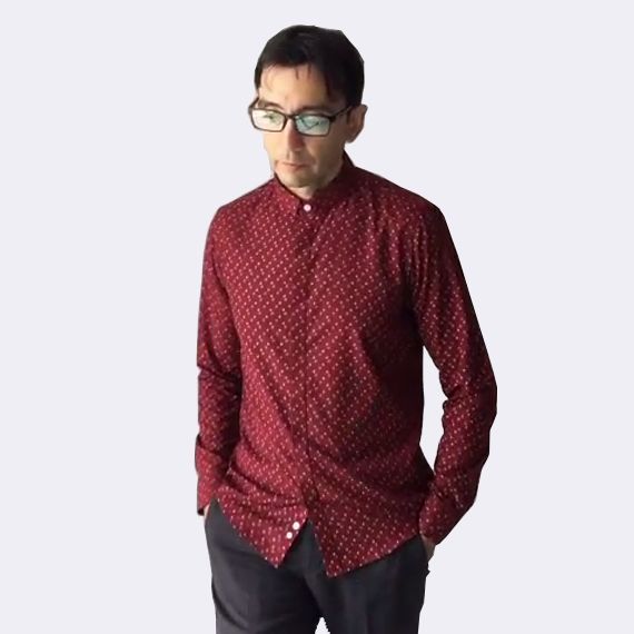 Garnet Casual Shirt With Multicolored Crosses