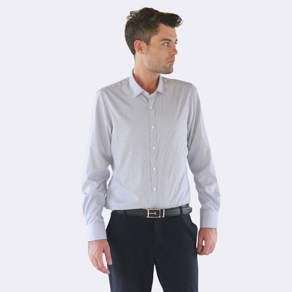 Slim-Fit Shirt With Blue Navy Stripes