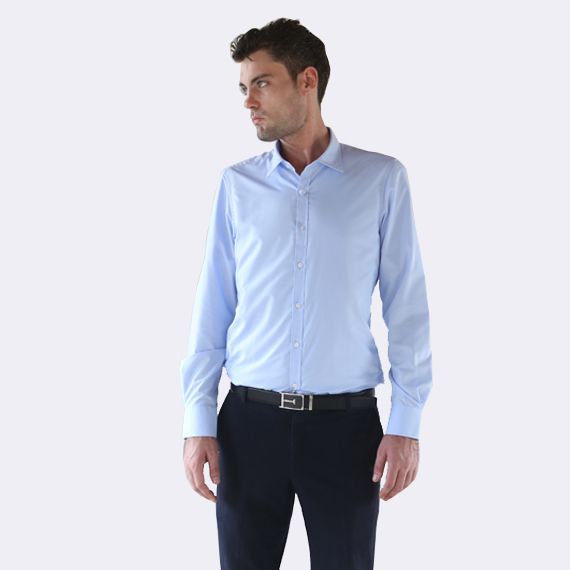 Slim-Fit Shirt Plain Light Blue Sky