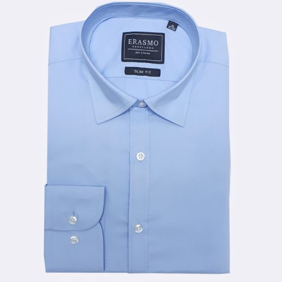 Slim-Fit Shirt Plain Light Blue Sky