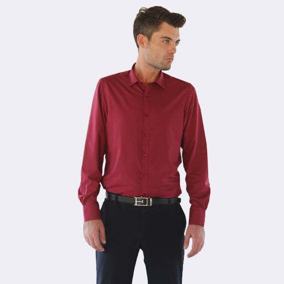 Slim-Fit Shirt Plain Garnet