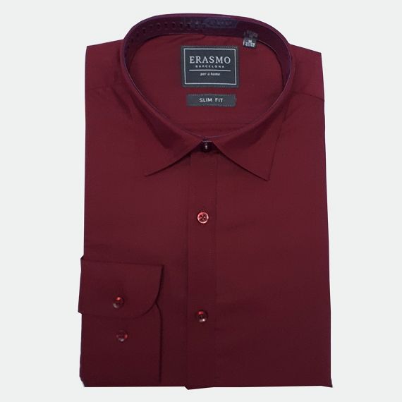 Slim-Fit Shirt Plain Garnet