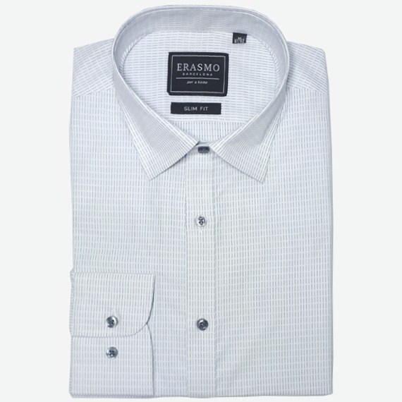 Slim-Fit Shirt With Print Lines Gray