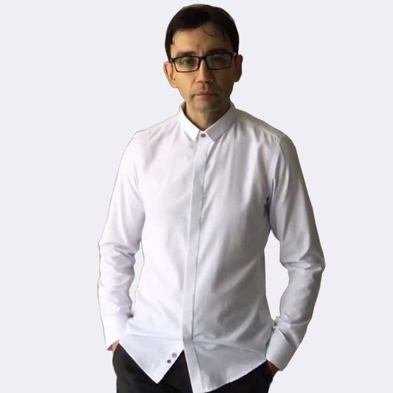 Slim Fit White Shirt With Black Squares