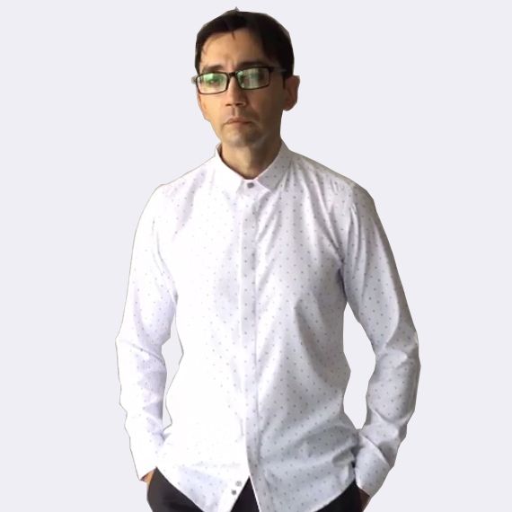 Slim Fit Unity White Shirt With Blue Dots